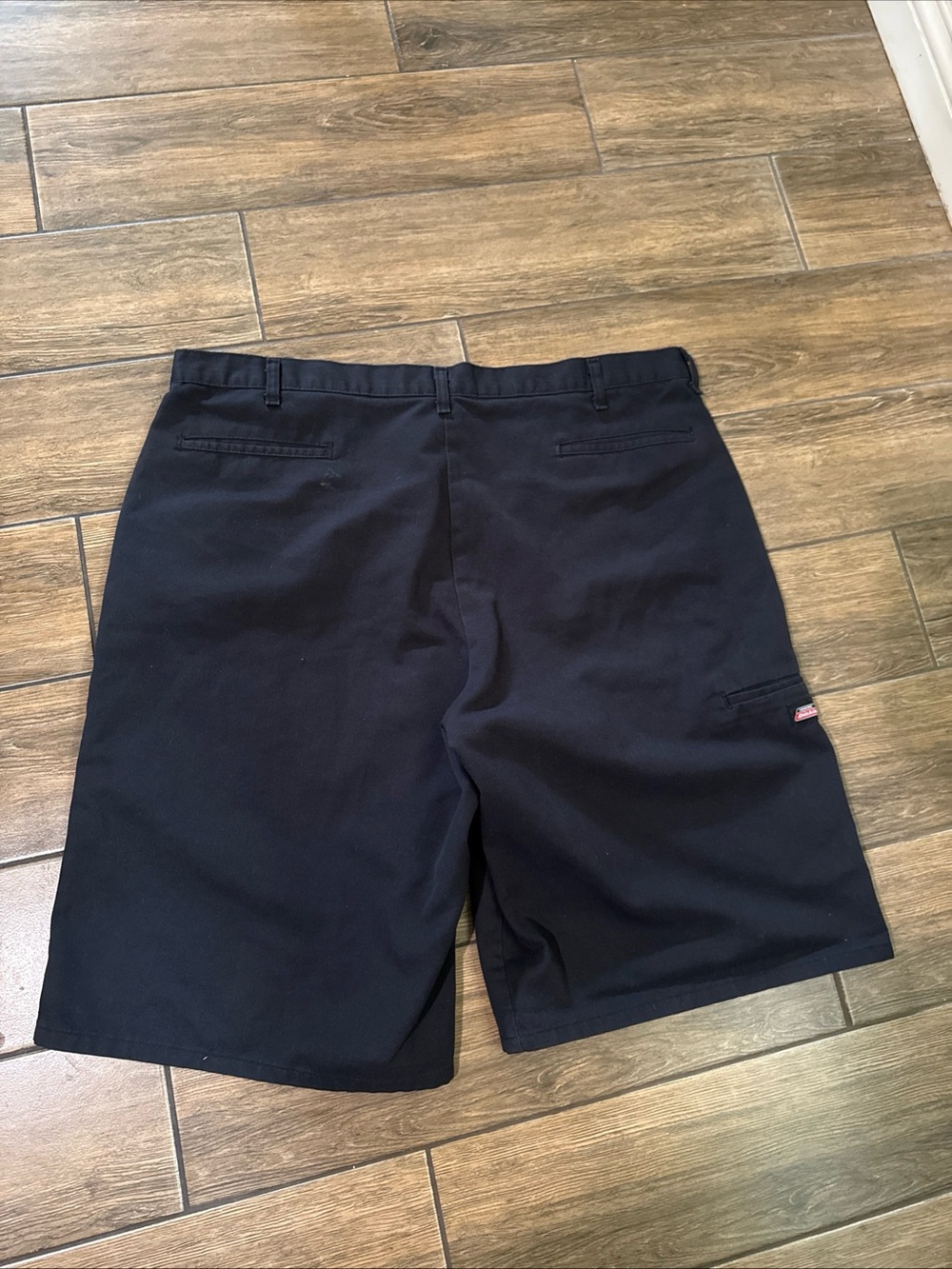 Dickies Men Shorts 40 Black Chino Twill Workwear Button 12" Inseam Logo